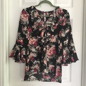 Floral Blouse with Ruffles, Ruffled Blouse